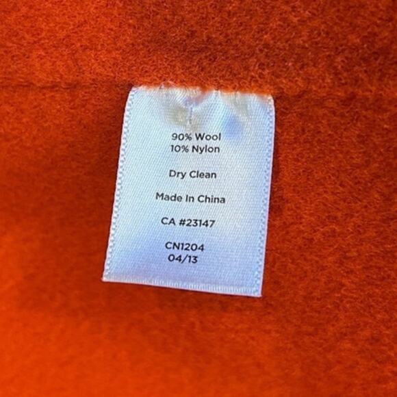 TALBOTS Orange Lightweight Pea Coat Collared Boiled Wool Jacket Women's Size 14W - Picture 5 of 5
